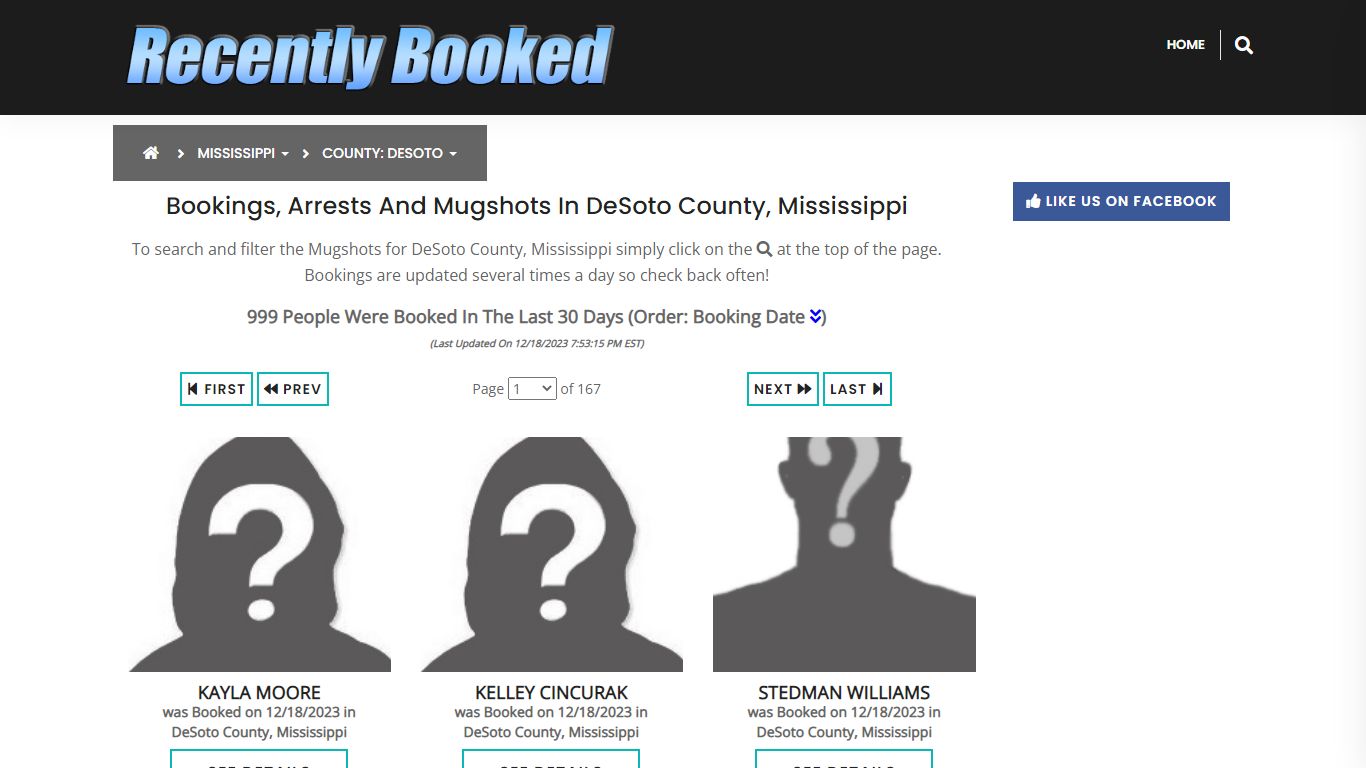 Bookings, Arrests and Mugshots in DeSoto County, Mississippi